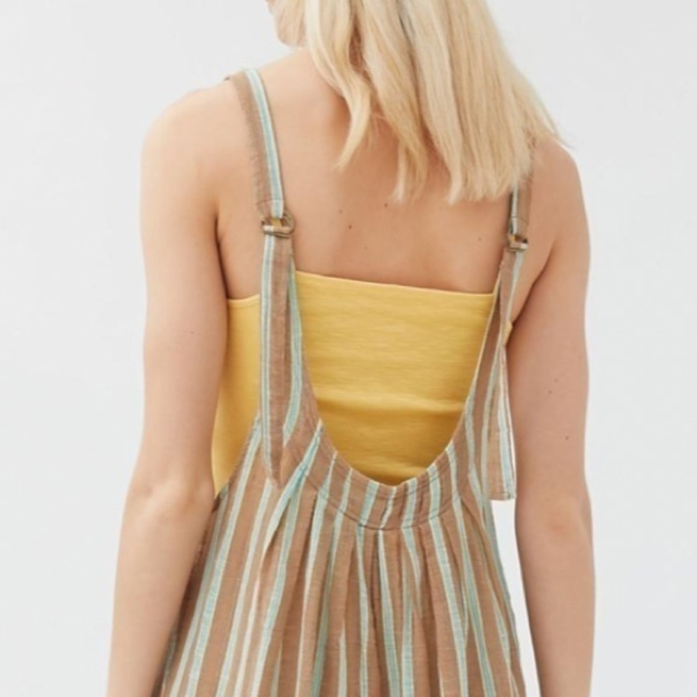 UO‎ Out From Under Tan Brown Jaden Striped Scoop Back Wide Leg Jumpsuit Onesie - Picture 4 of 17